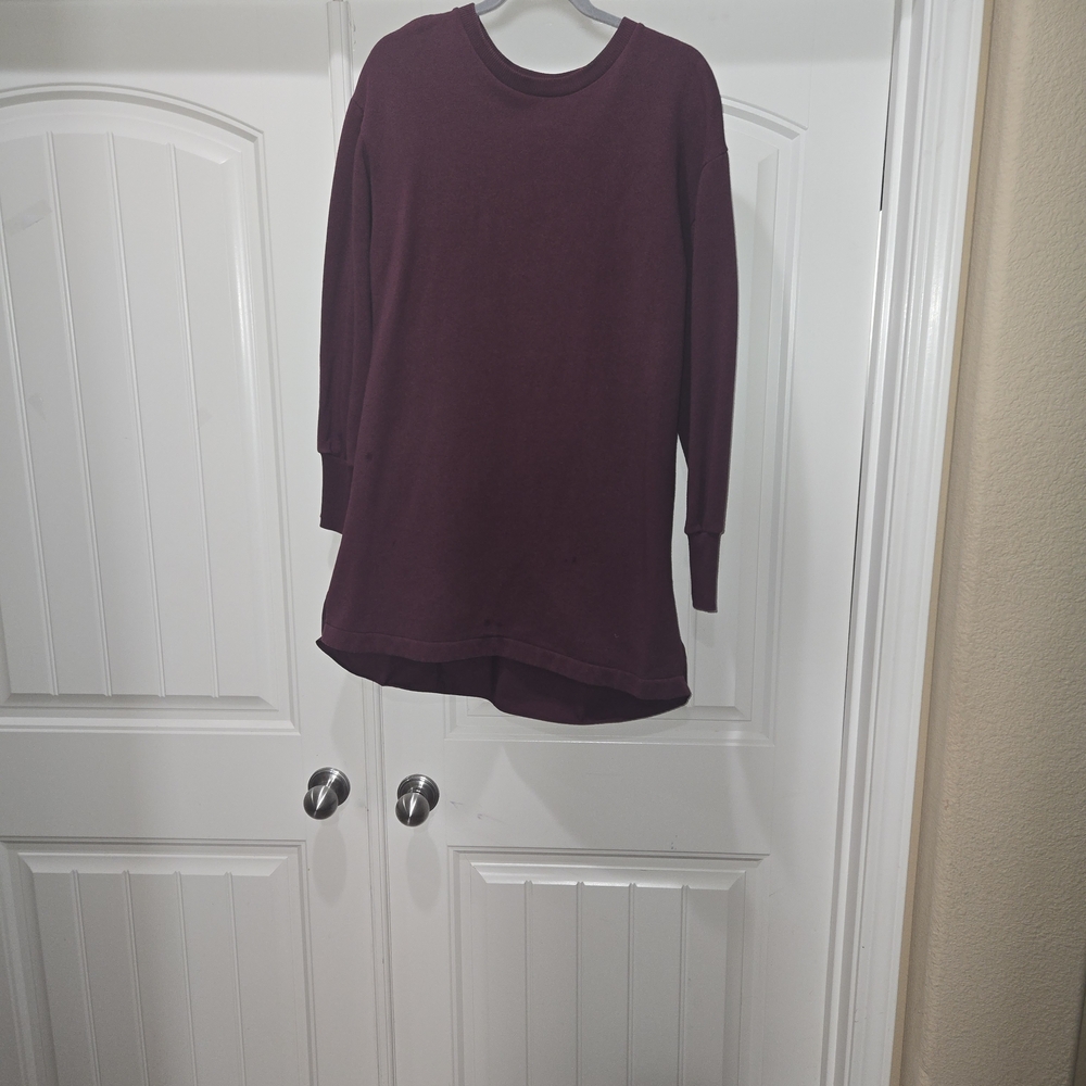 Zara Deep Burgundy/Wine Sweatshirt Knit Top/dress  with pleated back -Size Small